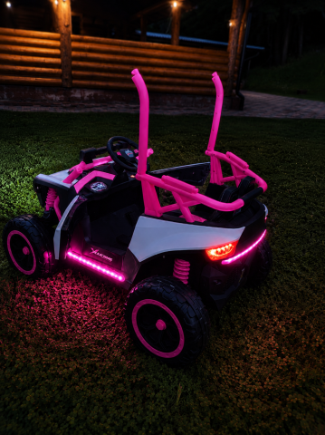 UTV electric Buggy Off-Road pentru copii, 12V 7Ah, 4 motoare 25W, telecomanda parentala, USB, suspensii, roz, 1 loc, 3-8 ani [5]