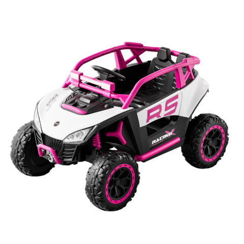 ATV & UTV electrice - UTV electric Buggy Off-Road pentru copii, 12V 7Ah, 4 motoare 25W, telecomanda parentala, USB, suspensii, roz, 1 loc, 3-8 ani