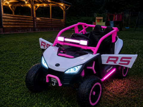 UTV electric Buggy Off-Road pentru copii, 12V 7Ah, 4 motoare 25W, telecomanda parentala, USB, suspensii, roz, 1 loc, 3-8 ani [1]