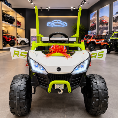 ATV & UTV electrice - UTV electric Buggy Off-Road pentru copii, 12V 7Ah, 4 motoare 25W, telecomanda parentala, USB, suspensii, verde, 1 loc, 3-8 ani