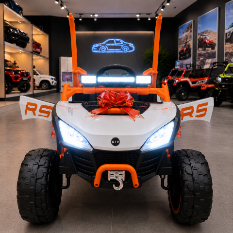ATV & UTV electrice - UTV electric Buggy Off-Road pentru copii, 12V 7Ah, 4 motoare 25W, telecomanda, USB, suspensii, functie de balansare, portocaliu, 1 loc, 3-8 ani