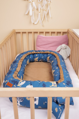 Velvet Baby Nest/Baby Cocoon – Bears Caramel + Pillow [6]