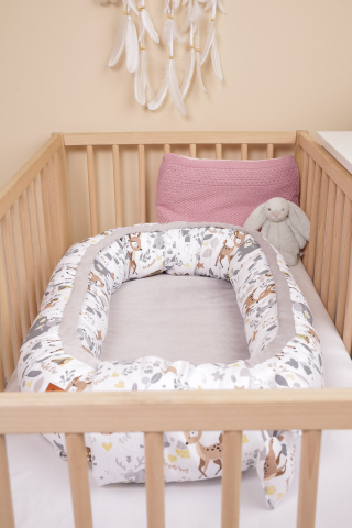 Baby Nest Velvet 80x45 White Forest Adventure cu Perna Inclusa [6]