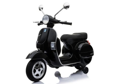 Motocicletă Electrică Scuter Vespa Negru, Scaun Piele, Roti EVA [1]