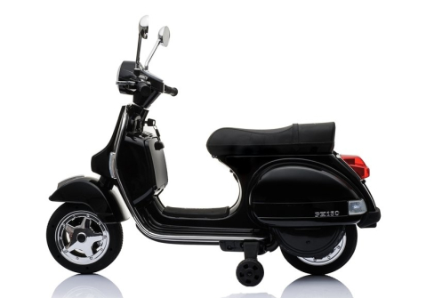 Motocicletă Electrică Scuter Vespa Negru, Scaun Piele, Roti EVA [2]