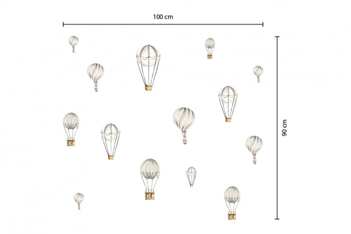 Sticker Watercolour Hot Air Balloons – Grey [3]