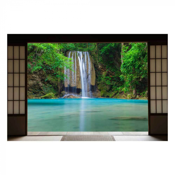 Fototapet vinyl cu efect 3D Usa Shoji - Cascada orientala - 360x240 cm [2]