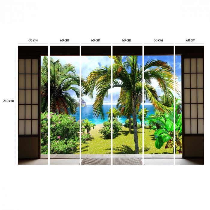 Fototapet vinyl cu efect 3D Usa Shoji - Palmieri si Cocotieri - 360x240 cm [3]