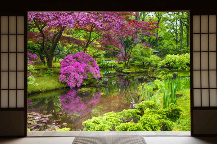 Fototapet vinyl cu efect 3D Usa Shoji - Culori in Gradina - 360x240 cm [2]