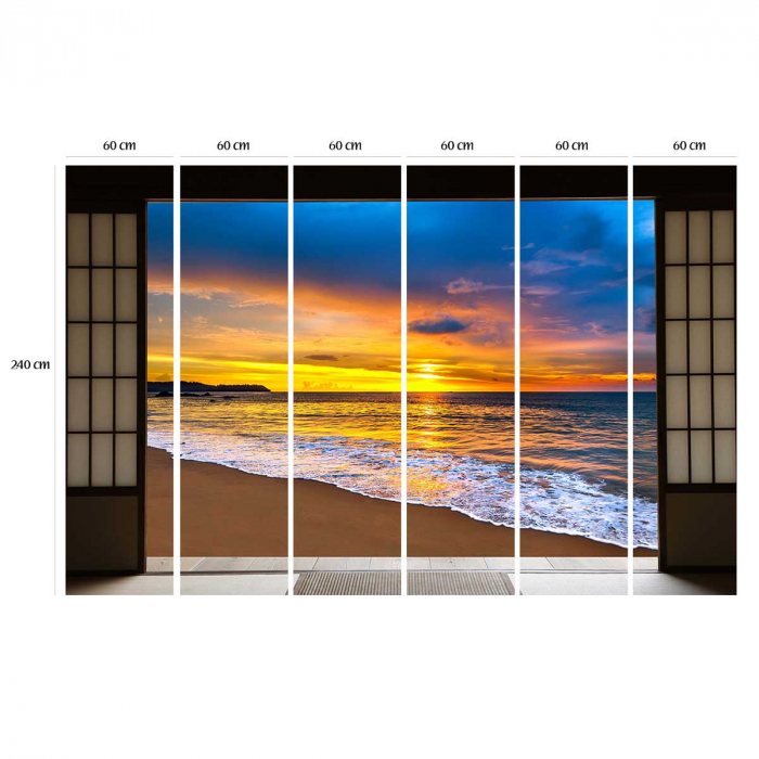 Fototapet vinyl cu efect 3D Usa Shoji - Asfintit - 360x240 cm [3]