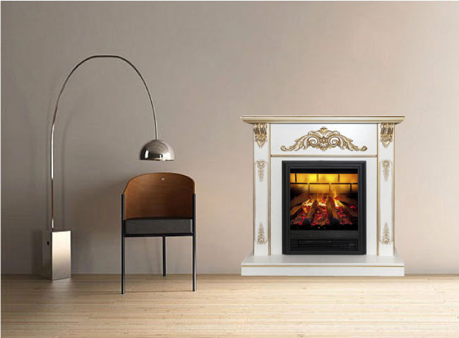 Autocolant decorativ cu efect 3D - Semineu cu decoratiuni bronz - 115x110 cm [2]
