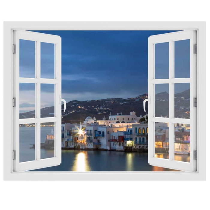 Fereastra cu efect 3D - Mykonos, Grecia - 119x93 cm [3]