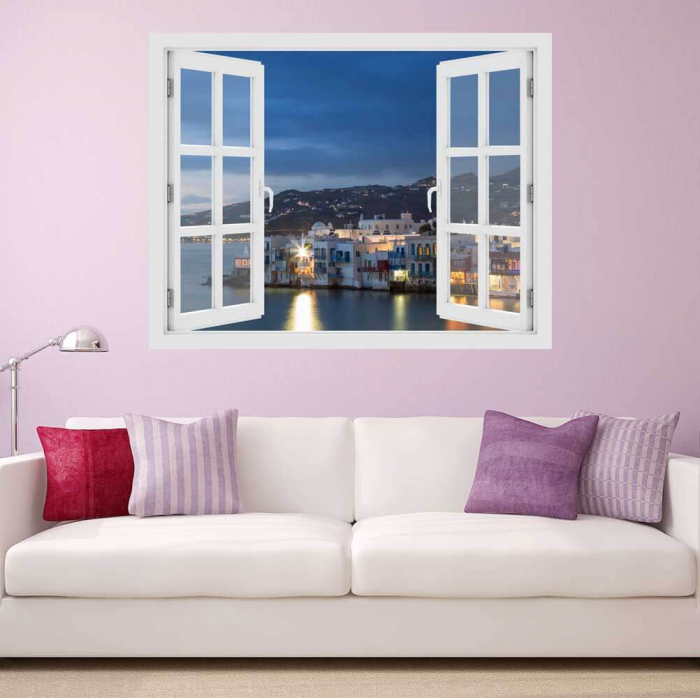 Fereastra cu efect 3D - Mykonos, Grecia - 119x93 cm [2]