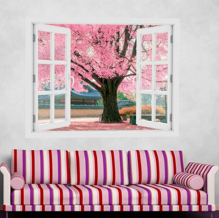Fereastra cu efect 3D - Pink tree - 119x93 cm [2]