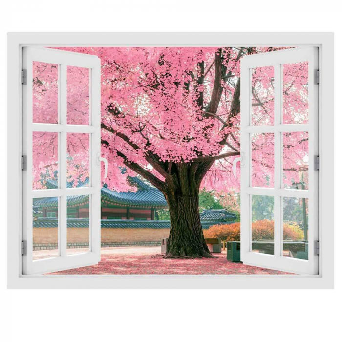 Fereastra cu efect 3D - Pink tree - 119x93 cm [3]