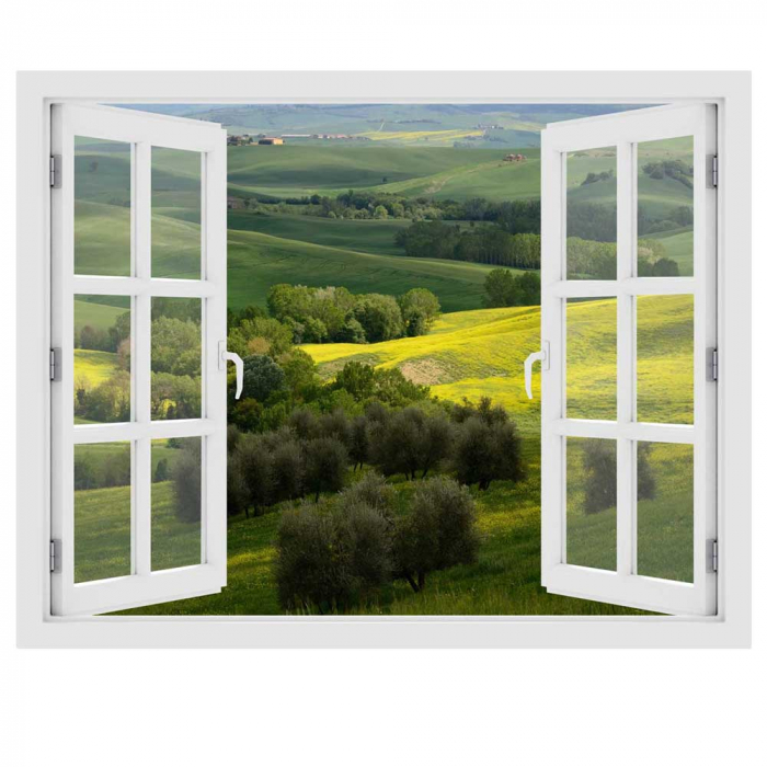 Fereastra cu efect 3D - Coline din Toscana, Italia - 119x93 cm [3]