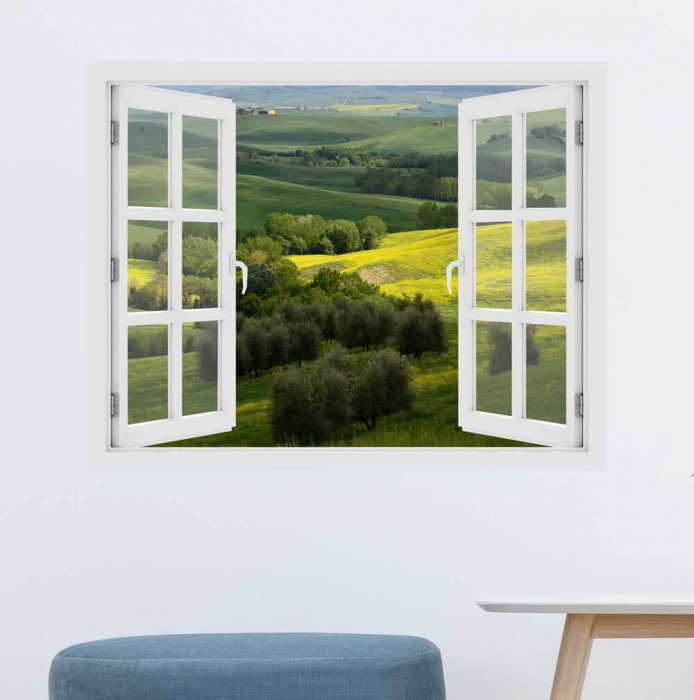 Fereastra cu efect 3D - Coline din Toscana, Italia - 119x93 cm [2]