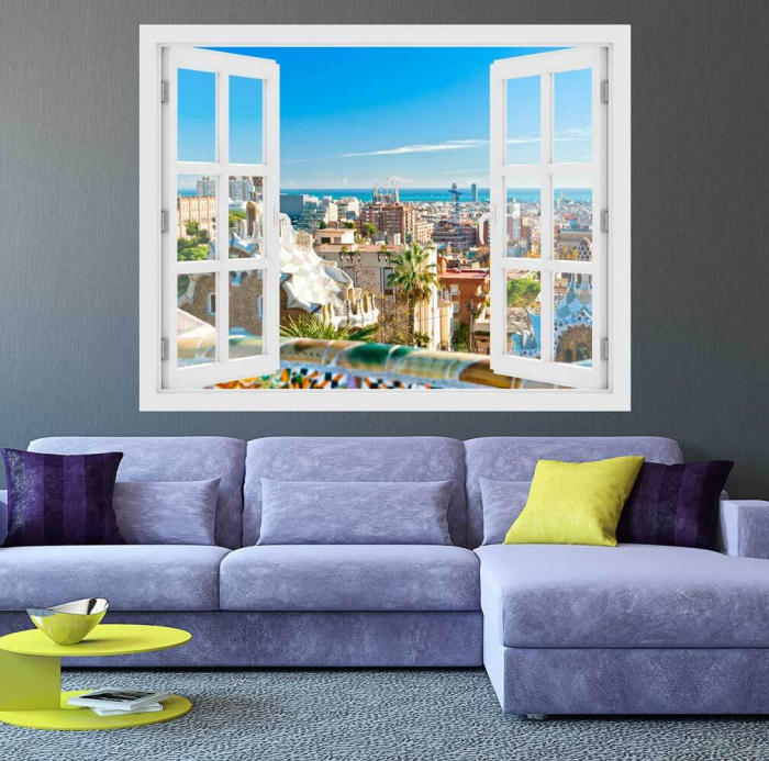 Fereastra cu efect 3D - Parcul Guell din Barcelona - 119x93 cm [2]