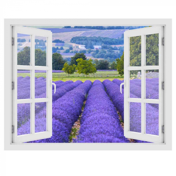Fereastra cu efect 3D - Camp de Lavanda in Provence - 119x93 cm [3]