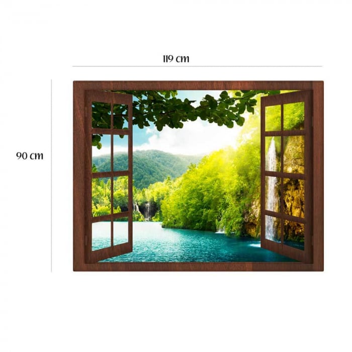Sticker Fereastra cu efect vizual 3D - 119x90 cm - tocaria maro [4]