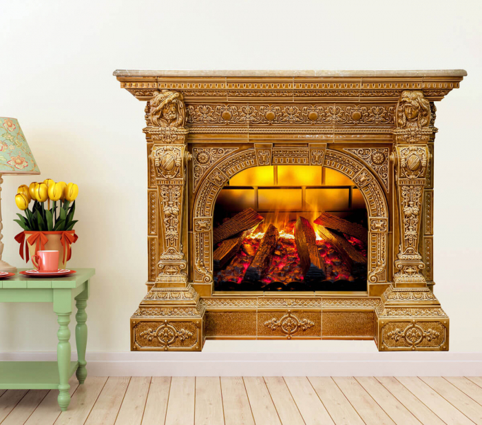 Autocolant decorativ cu efect 3D - Semineu - 119x93 cm [2]