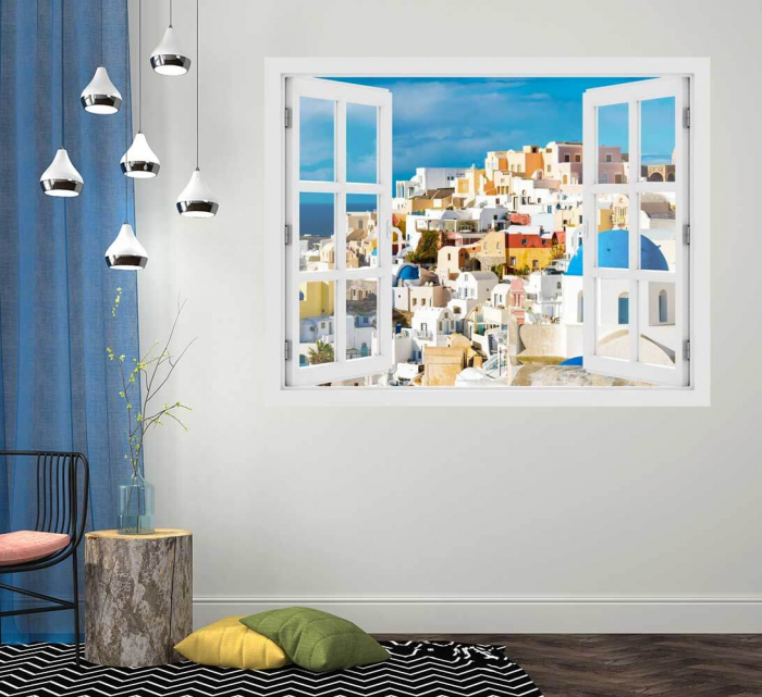 Fereastra cu efect 3D - Santorini, Grecia - 119x93 cm [2]