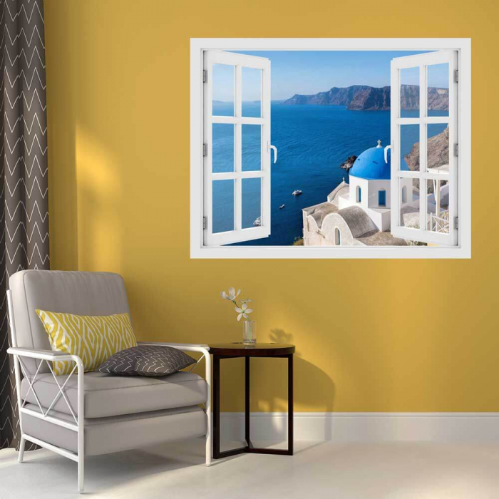Fereastra cu efect 3D - Satul Oia, Insula Santorini - 119x93 cm [2]