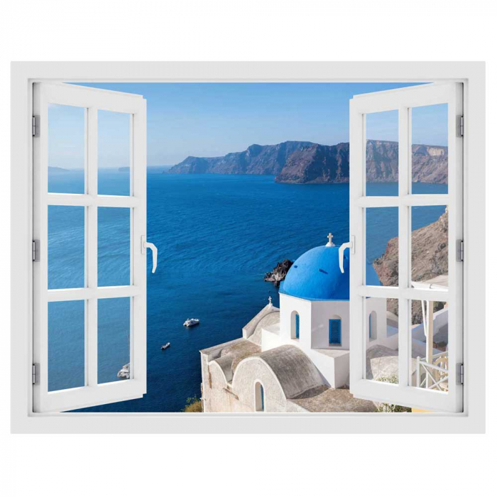 Fereastra cu efect 3D - Satul Oia, Insula Santorini - 119x93 cm [3]