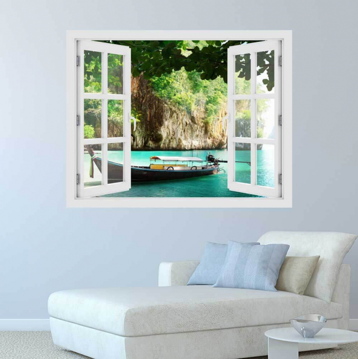Fereastra cu efect 3D - Barca in Tailanda - 119x93 cm [2]