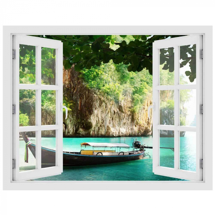 Fereastra cu efect 3D - Barca in Tailanda - 119x93 cm [3]