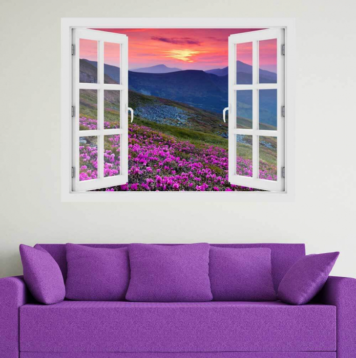 Fereastra cu efect 3D - Covoras de rododendron - 119x93 cm [2]
