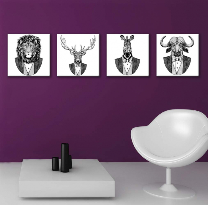 Set de 4 tablouri : Animale Hipster [2]