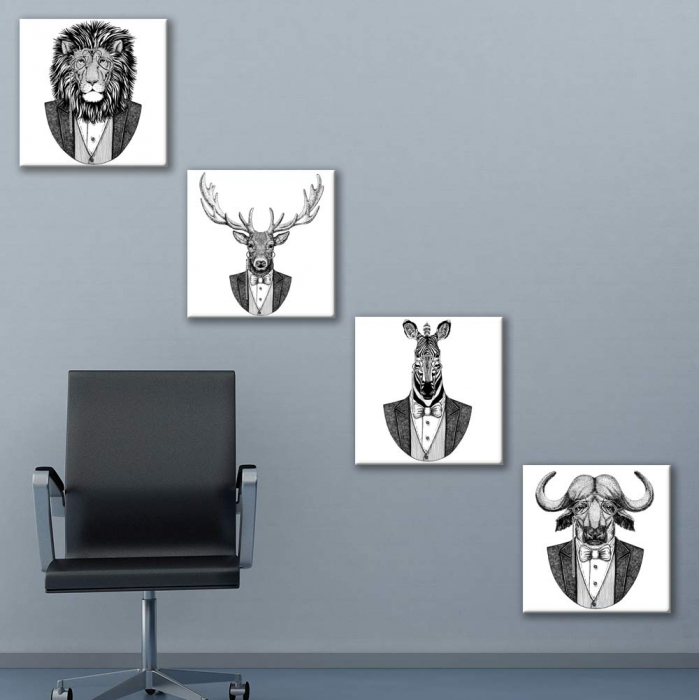 Set de 4 tablouri : Animale Hipster [3]