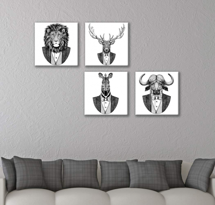 Set de 4 tablouri : Animale Hipster [4]