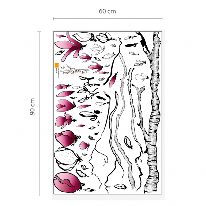 Sticker Magnolia and Colourful Butterflies [4]
