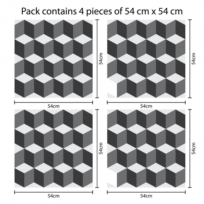 Sticker 3D Cubes Pattern x 4 buc [4]
