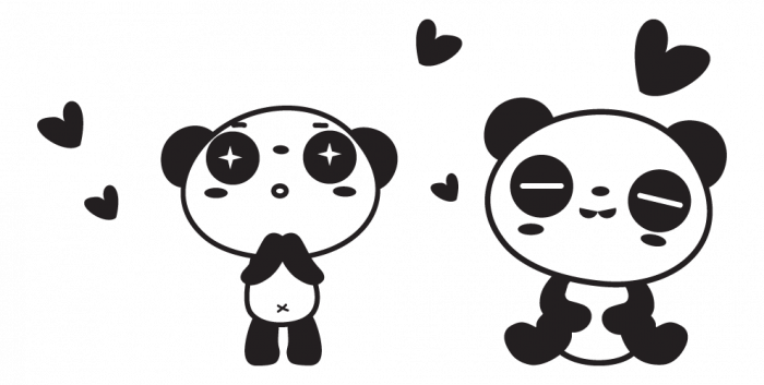 Sticker auto - Cuplu panda indragostit [2]
