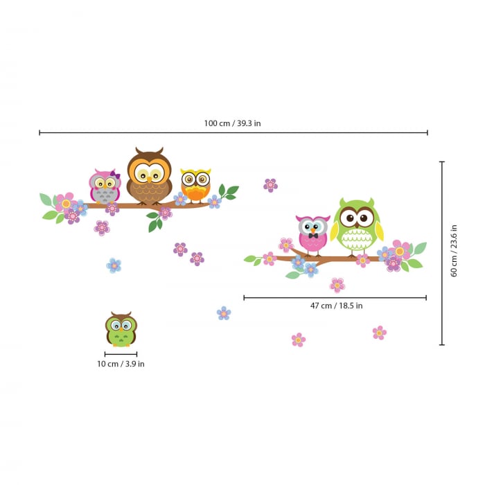 Sticker Owl Flowers Trees [4]