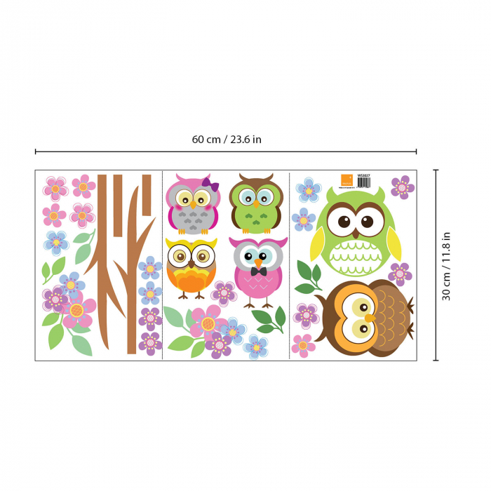Sticker Owl Flowers Trees [5]