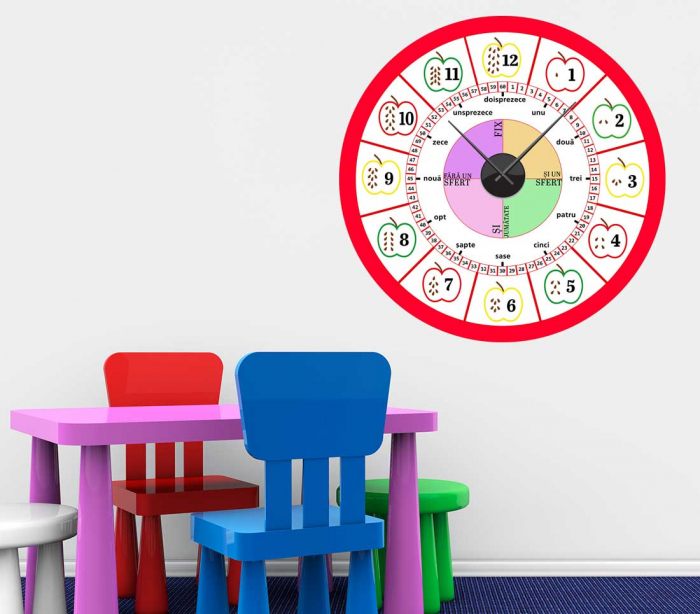 Sticker ceas de perete educativ - Rosu [2]