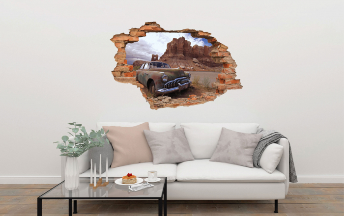 Sticker cu efect 3D - Masina abandonata [2]