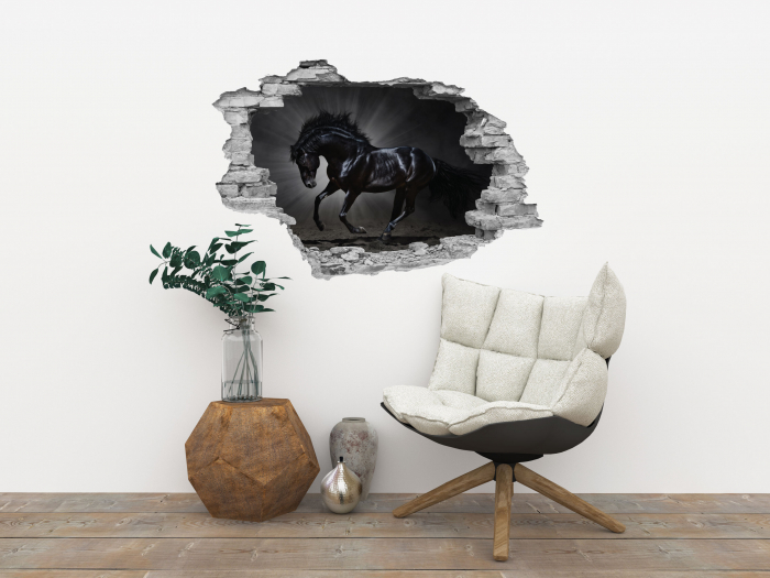 Sticker cu efect 3D - Black Horse [2]