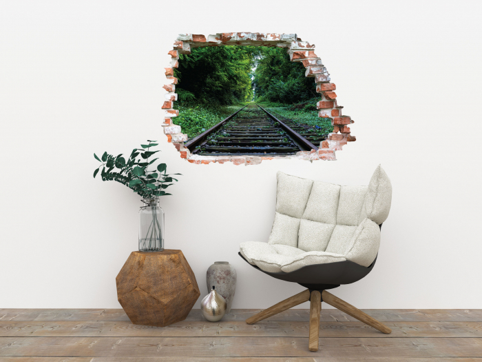 Sticker cu efect 3D - Cale de tren in padure [2]