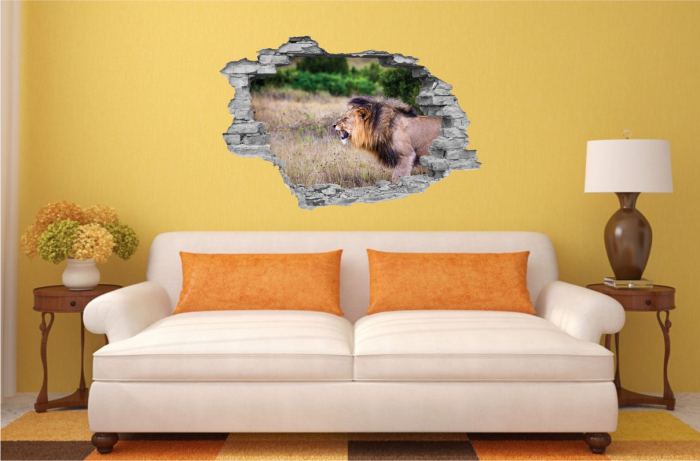 Sticker cu efect 3D - Leu furios [2]