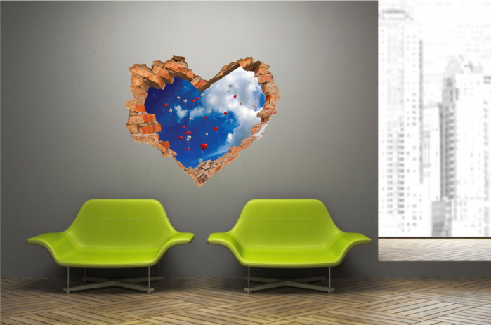 Sticker cu efect 3D - Baloane in forma de inima [2]