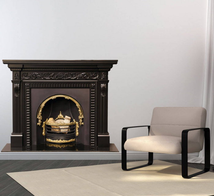 Autocolant decorativ cu efect 3D - Semineu Black Pearl - 119x93 cm [3]
