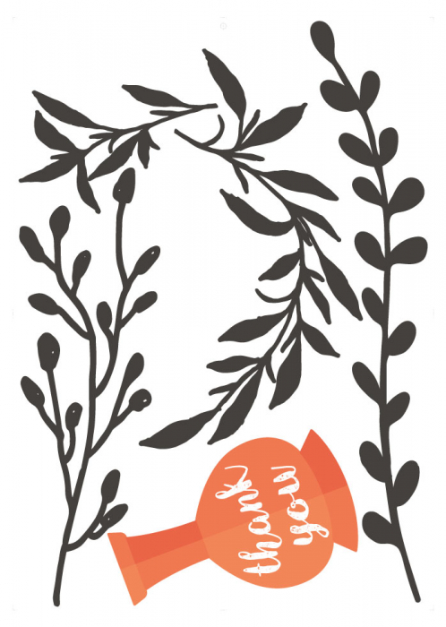 Sticker decorativ - Vaza thank you si flori [2]