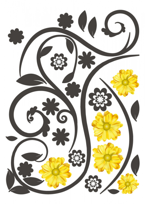 Sticker decorativ - Flori galbene [2]