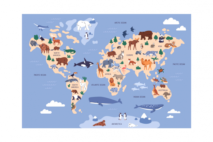 Sticker decorativ - Harta cu animale [2]