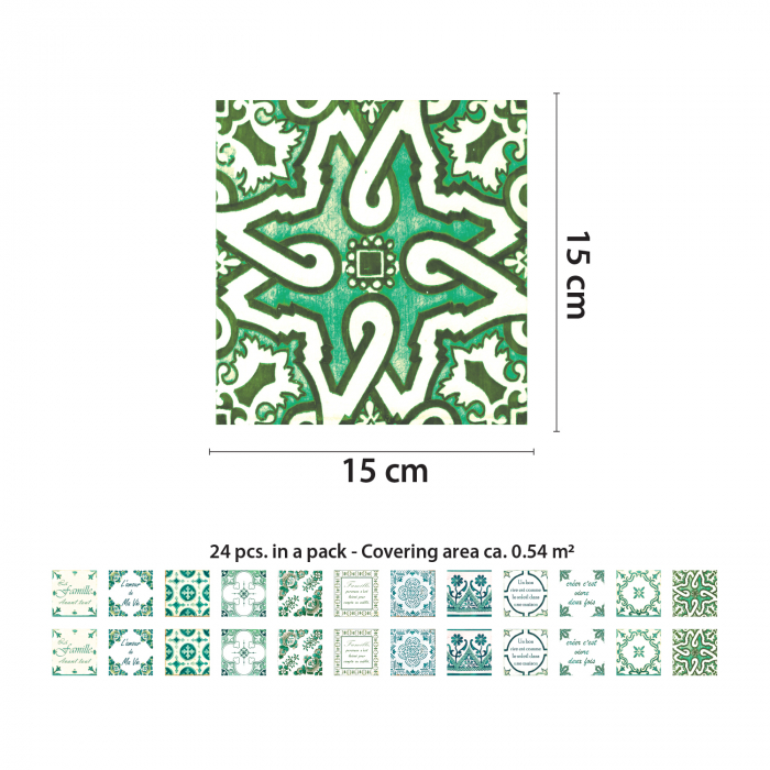 Sticker faianta - Green Classic Mosaic Tiles – French - 24 buc - 10x10 cm [3]